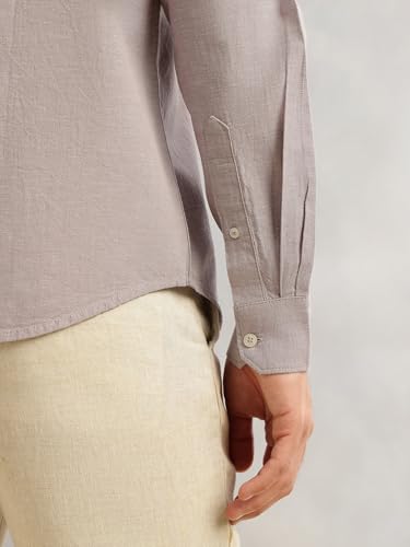 Image of Thomas Scott Men's | Solid | Premium Linen Blend | Spread Collar | Summer Wear | Long Sleeve | Shirts for Men
