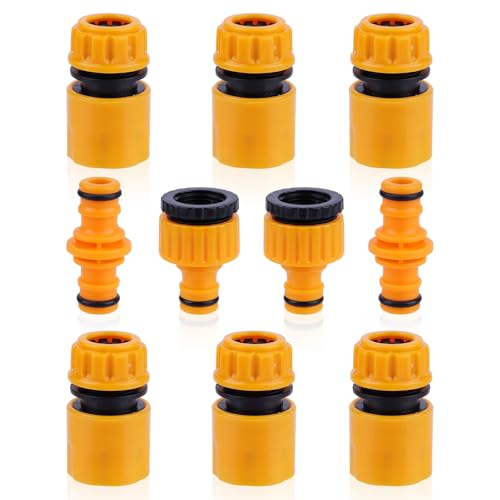 Quick Connect Garden Hose Kit - 6 End Connectors 2 Tap and 2 Double Male Connectors