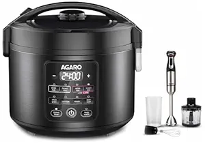 AGARO Regal Electric Rice Cooker, 3 Liters Ceramic Inner Bowl, Black & AGARO Grand 1000 Watts Hand Blender With Chopper, Jar & Whisker, (Black), 400mmx60mm (33635)