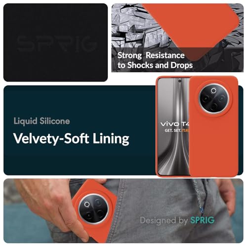 Image of SPRIG Compatible with Vivo T4 Premium SilkTone Back Cover Drop Tested Shock Proof Mobile Case for Men, Women, Boys and Girls with Camera Protection (Orange)