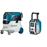 Makita VC4210M Staubsauger für Staubklasse, 1200 W, 230 V & DMR115 Akku-Baustellenradio (ohne Akku, ohne Ladegerät), Türkis, Schwarz, Silber