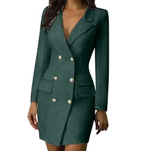 Blazerkleid Damen Große Größen - Bürokleidung Elegant Langarm Business Kleider Bleistiftkleid Slim Fit Wickelkleid Herbst Winter Longblazer...