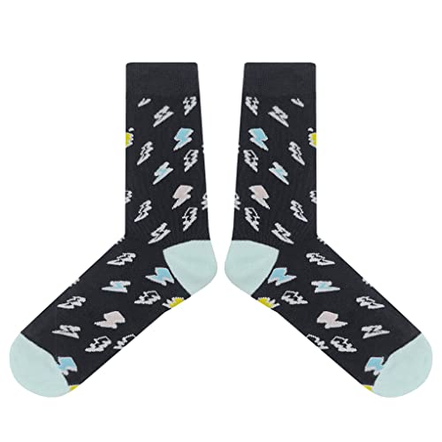 Stellar Lightning Bolt Dress Socks Funny Novelty Crazy Fun Design Men Size 8-12 Cotton Casual Crew Colorful Funky Fancy Socks Gift for Men2