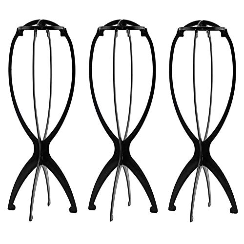 3PCS Wig Stand Portable Wig Stand Collapsible Wig Holder Durable Wig Display 13.8 Inch Tool Travel Wig Stand for All Wigs
