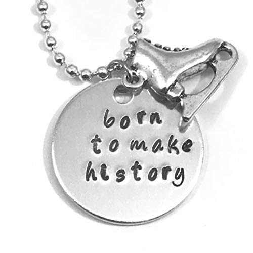 Miniatura 1 de Born To Make History Hand Stamped Yuri On Ice with Skate Charm Necklace