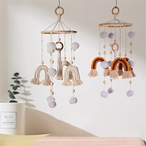 SWECOMZE Lettino arcobaleno in legno con pompon