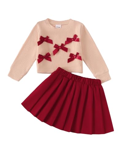 Image of Renotemy Toddler Girls Outfits Winter Little Girl Clothes Skirt Set 18M-6Y