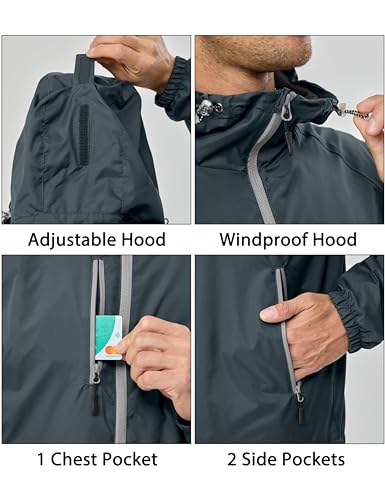 Image of Little Donkey Andy Mens Warm Recycle Insulated Jacket Hooded Lightweight Windproof Winter Coat Hiking Travel