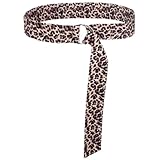 NONGFUGE Fashion Retro Women's Long Leopard Double D Ring Belt Scarf Sash Waist Belt Waistband Cinch For Formal Special Occasion Dresses Jeans Coat