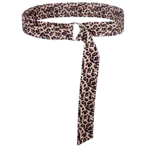 Fashion Retro Women's Long Leopard Double D Ring Belt Scarf Sash Waist Belt Waistband Cinch For Formal Special Occasion Dresses Jeans Coat