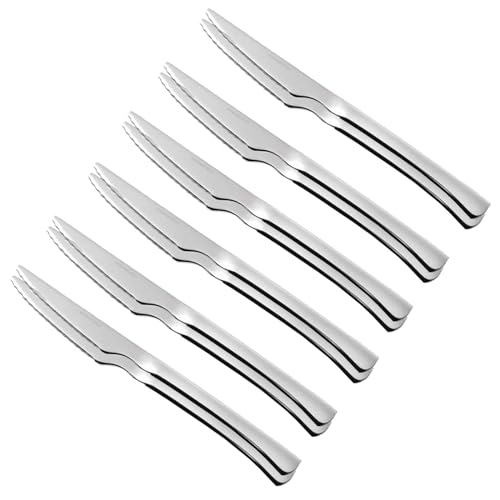 Tradineur - Pack de 12 Cuchillos Chuleteros, Acero Inoxidable, Cubiertos Clásicos de Mesa, Aptos para Lavavajillas - 22 cm