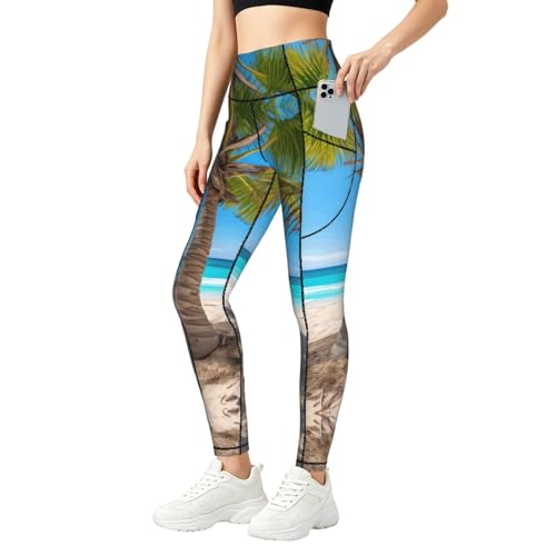 Legging palmiers tropicaux vêtement de fitness doux premium