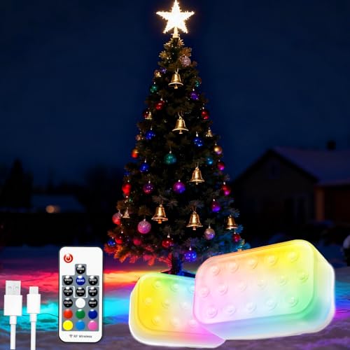 Sotipevs RGB Christmas Spotlights Indoor Up Lights with Remote Control 16 Colour Changing Uplighting Out Door LED Spotlight Indoor Dimmable Uplights for Parties and Plant Decor, 2 Pack