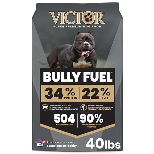 VICTOR Bully Fuel Dry Dog Food, 40 lb – Real Beef First Ingredient, High-Calorie Formula for Lean Muscle, Glucosamine & Chondroitin for Joint Health, Omega 3 & 6 for Skin & Coat