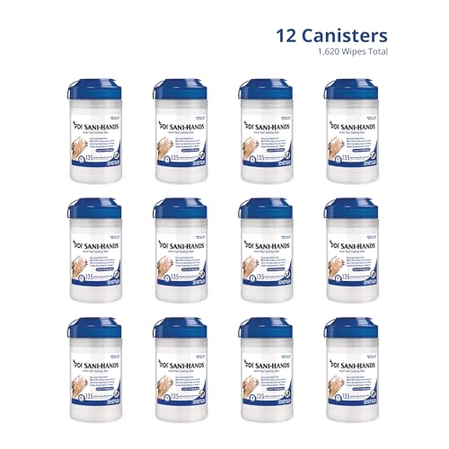 sani-hands instant hand sanitizing wipes medium canister case of 12 canisters 135 wipes per canister 1620 wipes total