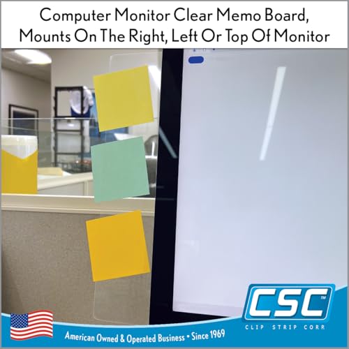 Computer Monitor Memo Board, 4 Pack, Sticky Note Holder, Semi-Transparent Flexible PVC, Monitor Adhesive Message Boards, Desk Accessories & Workspace Organizers, 12" L x 3" W, Non-Acrylic