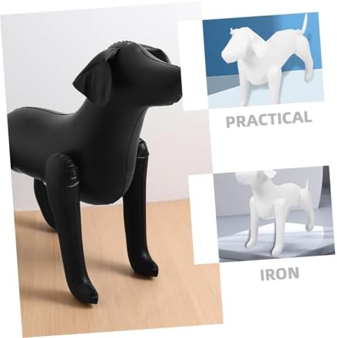 NUOBESTY 2 adet şişirilebilir köpek mankeni, PVC malzemeden, ayakta duran köpekler, sergi modelleri, beyaz ve siyah renklerde, esnek evcil hayvan mankenleri, mağaza donanımı için - Görsel 3