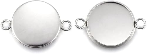 Adabele - 50 unidades de acero inoxidable de grado 304 hipoalergénico con bisel de la taza, ajuste de enlace para cabujón redondo de 0.472 pulgadas,