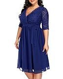 Pinup Fashion Plus Size Royal Blue Dresses Women Cocktail Wedding Guest Semi-Formal Bridesmaid Party...