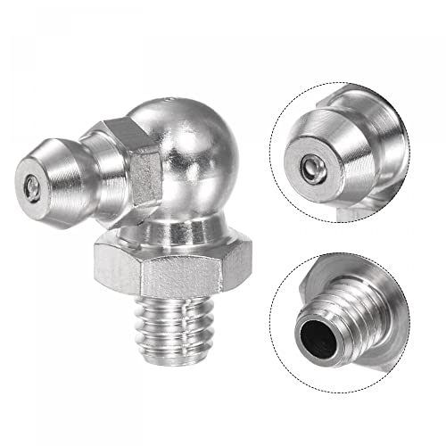 Image of uxcell 201 Stainless Steel 90 Degree Grease Fitting M6 x 1mm Thread Hydraulic Grease Fitting Accessories, 5Pcs