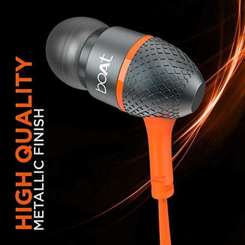 Image of Boat Bassheads 225 Wired in Ear Earphone with Mic (Fiery Orange Indi)