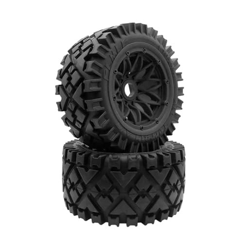 FLMLF All-Terrain Tyre Rear Wheel Tire Assembly 2pcs 170X80mm for 1/5 HPI ROFUN BAHA KM ROVAN BAJA 5B SS Rc Car Parts (Black)