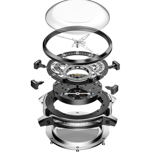 Image of OLEVS Automatic Men Watch Self Winding Mechanical Moon Phase Business Luxury Diamond Dress Stainless Steel Waterproof Luminous Mens Wrist Watch