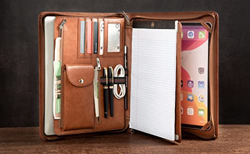Azxcg Padfolio, Business Resume Portfolio, Vegan Leather Document Organizer, Portfolio Folder For A4 Writing Pad, Bag For Ipad Pro 12.9(2018/2020/2021), Brown #TOP5