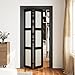 SMARTSTANDARD 24in x 80in Closet Bifold Door with Bi-fold Door Hardware Kit Included, Tempered Frosted Glass Closet Door, Preassembled Panel, Water-Proof PVC Surface, Black