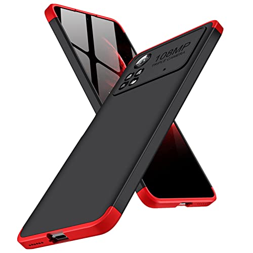 Image of Kapa Double Dip Full 360 Protection Back Case Cover for Poco X4 Pro (5G) (Red, Black), Poly Carbonate