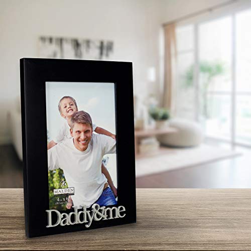 Malden International Designs 4X6 Daddy & Me Expressions Picture Frame Silver Finish Daddy & Me Word Attachment Black Mdf Wood Frame #TOP3