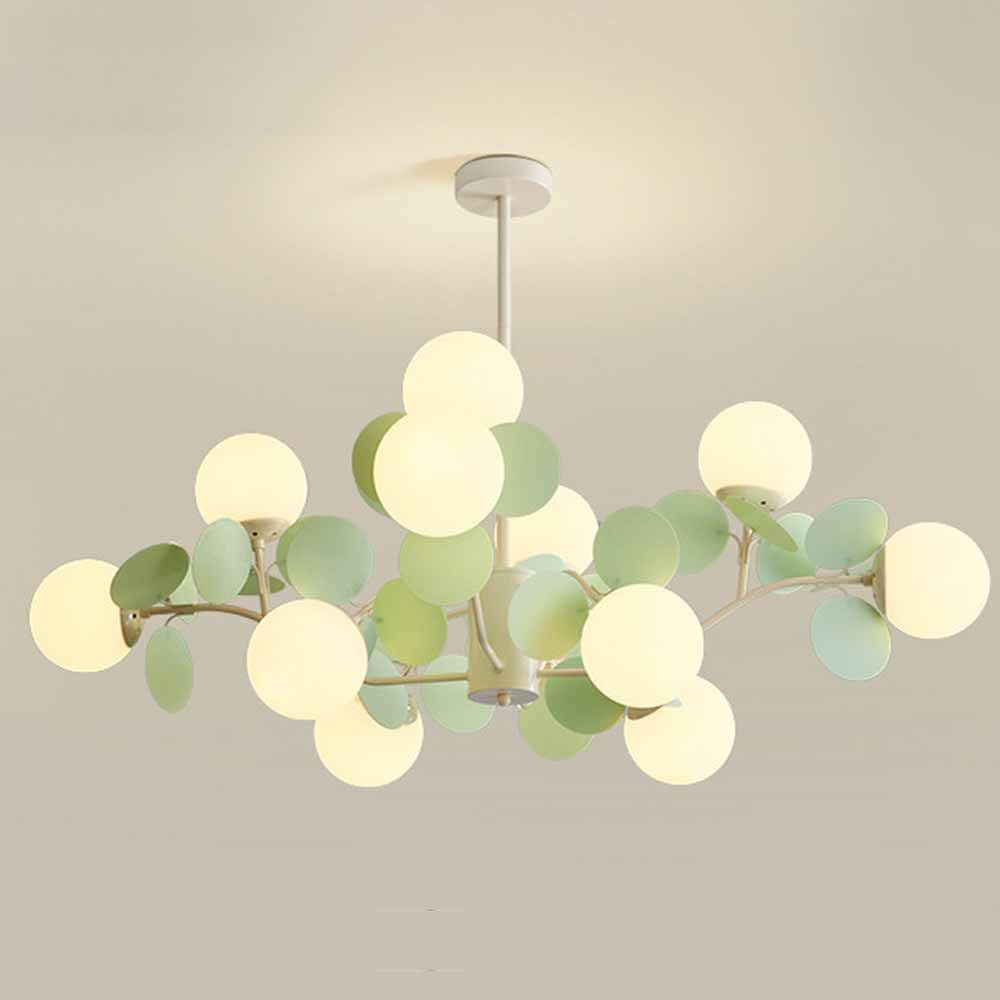 Suspension globe en verre lustre en métal vert et blanc pour décoration de restaurant