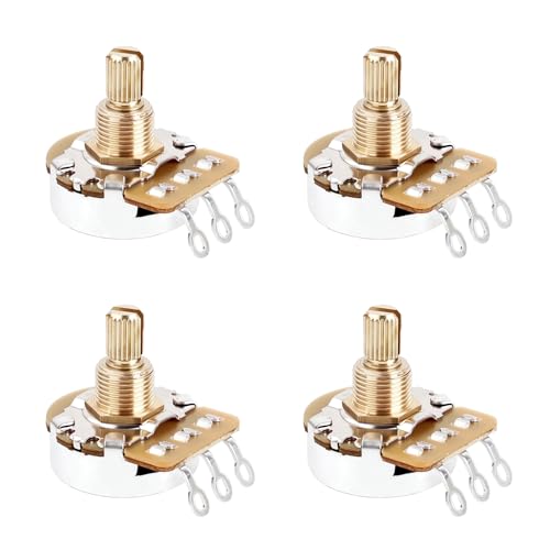 Image of Banworks Brass A500K+B500K Imperial 3 /8 inch Thread Full Sized Pots 24-Spline Split Short Shaft (15.5mm) 2A2B Audio & Linear Taper Potentiometers for Gibson Les Paul LP /SG Fender Strat /Tele PRS JT /XNQ-13