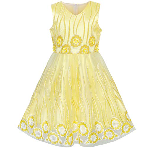 Sunny Fashion Girls Dress Tulle Bridal Lace with Flower Detailing Purple 4-14