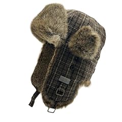 Brown Plaid Rabbit Fur