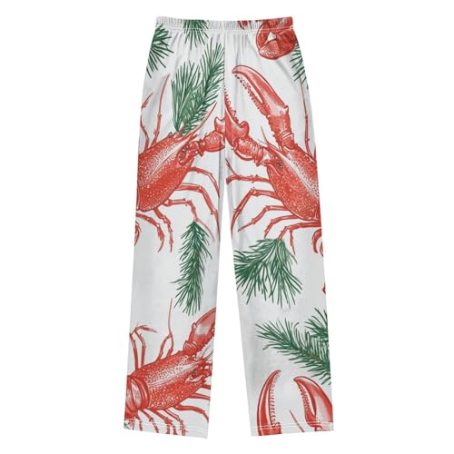 ZZXXB Lobster Pine Branches Boys Long Pants Soft Trousers Elastic Waist Kids Lounge Bottoms with Pockets S-XL2