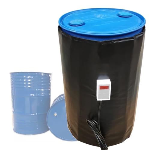 VNATWGOO lron Barrel Heater, 110V/220V Heating Blanket with Digital Display, 0-150°C Adjustable Temperature, for Honey Bucket,Water Barrel,Paint Pail,Black-110V