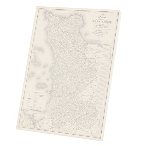 Carte de la Manche Normandie en toile imprimée haute définition 60x83