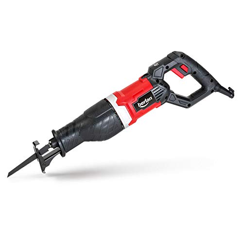 Berlan Sega a gattuccio universale BSS1050 da 1050 watt - per tagli dritti e curvi su legno, plastica, metallo e altri materiali da costruzione - interruttore di bloccaggio e spia di accensione