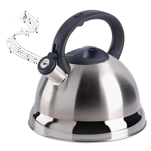 Lista de Teteras para fogón . 47 Tucorresi 3L Tetera Silbante: Tetera Acero Inoxidable - Hervidor Silbante de Acero Inoxidable, 3 L Teteras Chifladoras, Hervidor de Té Silbante de Un Solo Toque,(Plateado)