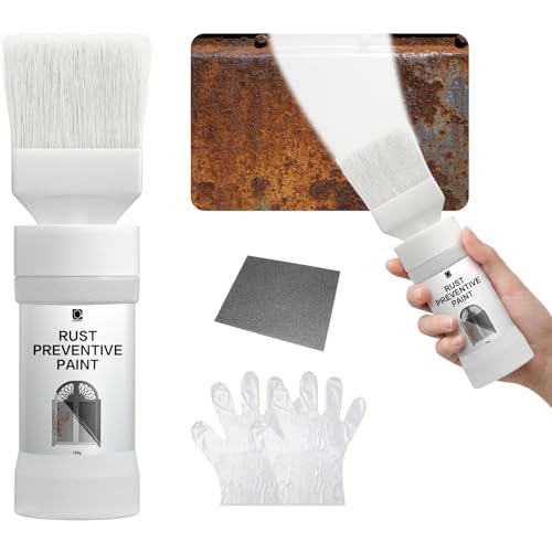 CARPOLY 2-in-1 Rust Converter & Metal Primer with Brush(5.29 Oz), Stops & Prevents Corrosion on Metal, Anti-Rust Coating Rust Paint, Inhibitor for Cars, Trucks, Trailers - White