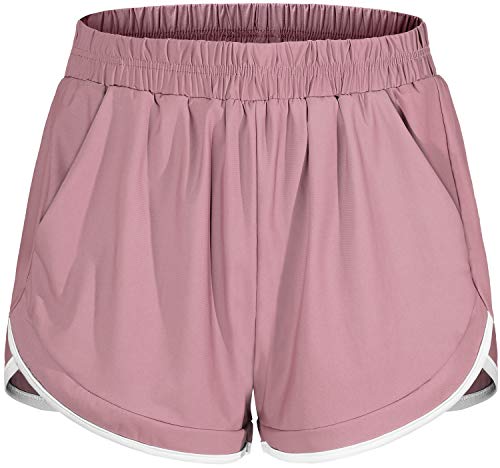 Blevonh Soccer Shorts Women,Pink Shorts Teenage Muffin Top Control Waist Stretchy 2-in-1 Run Short Ladies Cute Modest Running Sports Shots Spandex Underneath Athletic Bottoms Pink M