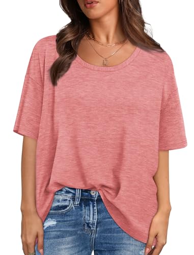 トップス everyone border short sleeve tee shirt Casual Tops for Women Tee Shirts Oversized Scoop Neck Loose