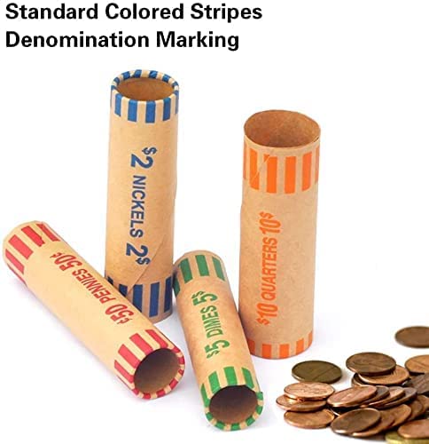Naturalabel 80 Assorted Coin Wrappers, 32 Quarters, 16 Pennies, 16 Nickels, 16 Dimes, Silver Coin Roll Wrappers Paper 80Pcs #TOP3