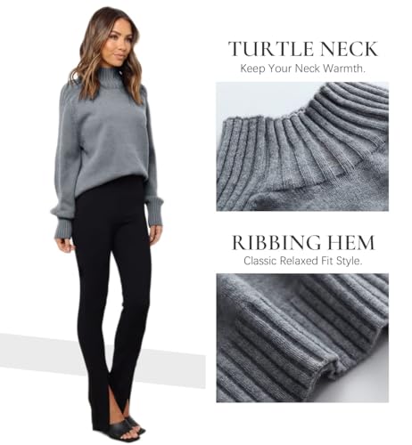 Les umes Womens Turtleneck Sweaters Long Sleeve Loose Pullover Sweater Casual Knit Tops3