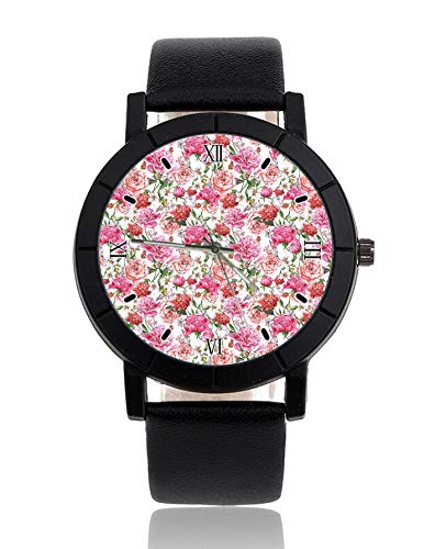Preisvergleich Produktbild Armbanduhr für Damen, Blumen-Design, Lederarmband, Armbanduhr