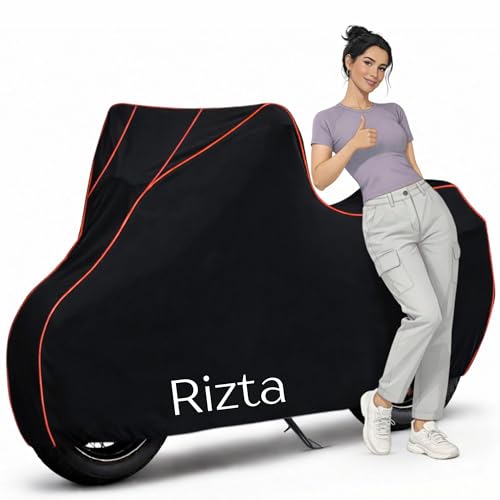 Image of PUBAMALL Classic 100% Water Resistance Rizta Bike Cover | Taffeta Body Cover for Rain & Sun | UV Protection, Dustproof, Scratch Resistant, Windproof, Heat Resistant, Vehicle Specific Fit