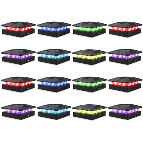 Peasur 16 Pack 4x4 Solar Post Cap Lights RGB Color Changing - image 1