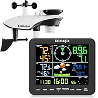 Sainlogic SA8 Home Weather Station with Rain Gauge and Wind Speed, Weather Stations Wireless Indoor Outdoor with Rain Gauge Outdoor, Forecast, Temperature, Humidity, Moon Phase, Alarm Clock(No WiFi)
