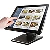 15-Inch Capacitive LED Backlit Multi-Touch Monitor, True Flat Seamless Design Touchscreen with Metal POS Stand, for Office, POS, Retail, Restaurant, Bar, Gym, Warehouse